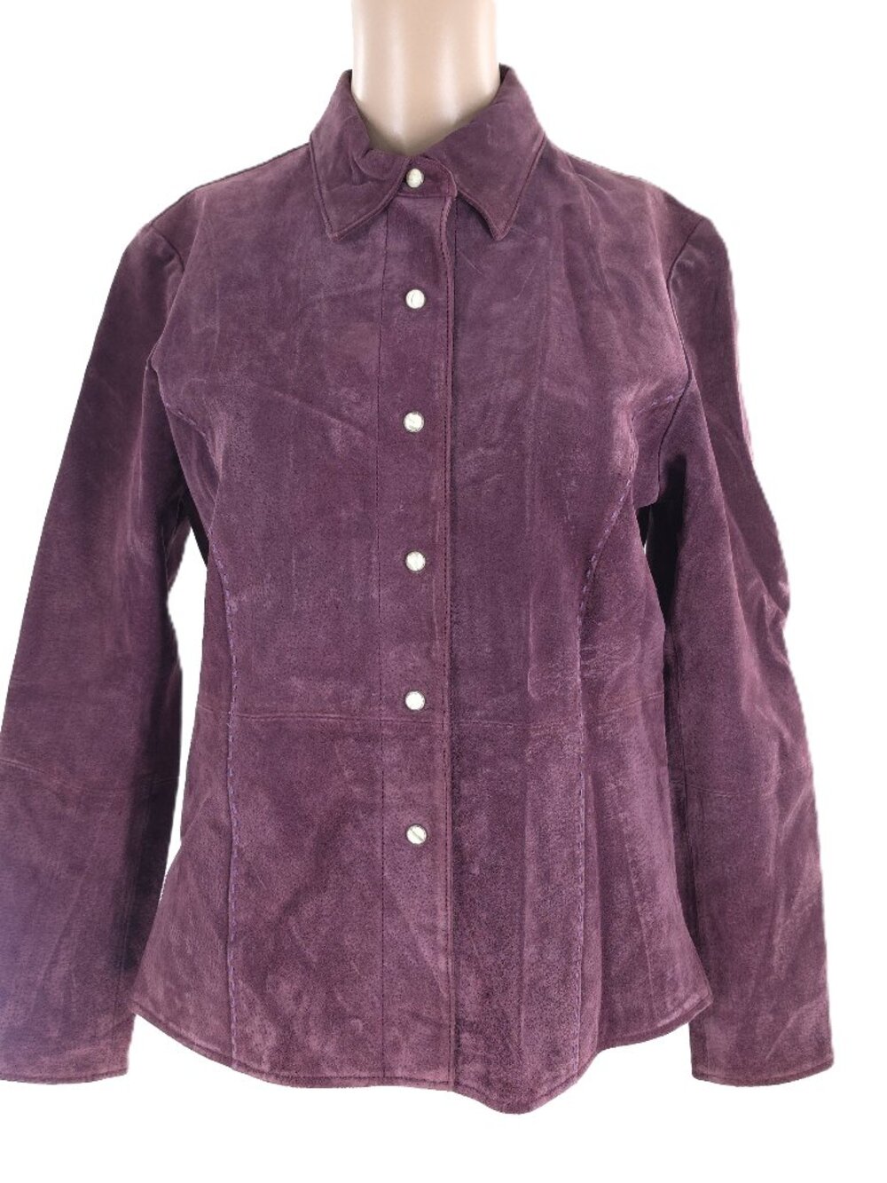 Ruff Hewn Women Leather Jacket Color Purple Size S